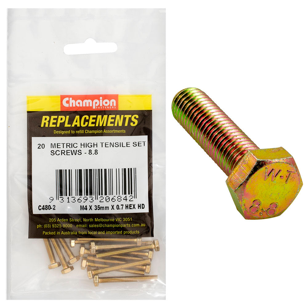 Champion M4 X 35Mm X 0.7 Set Screw -Gr8.8 -20Pk