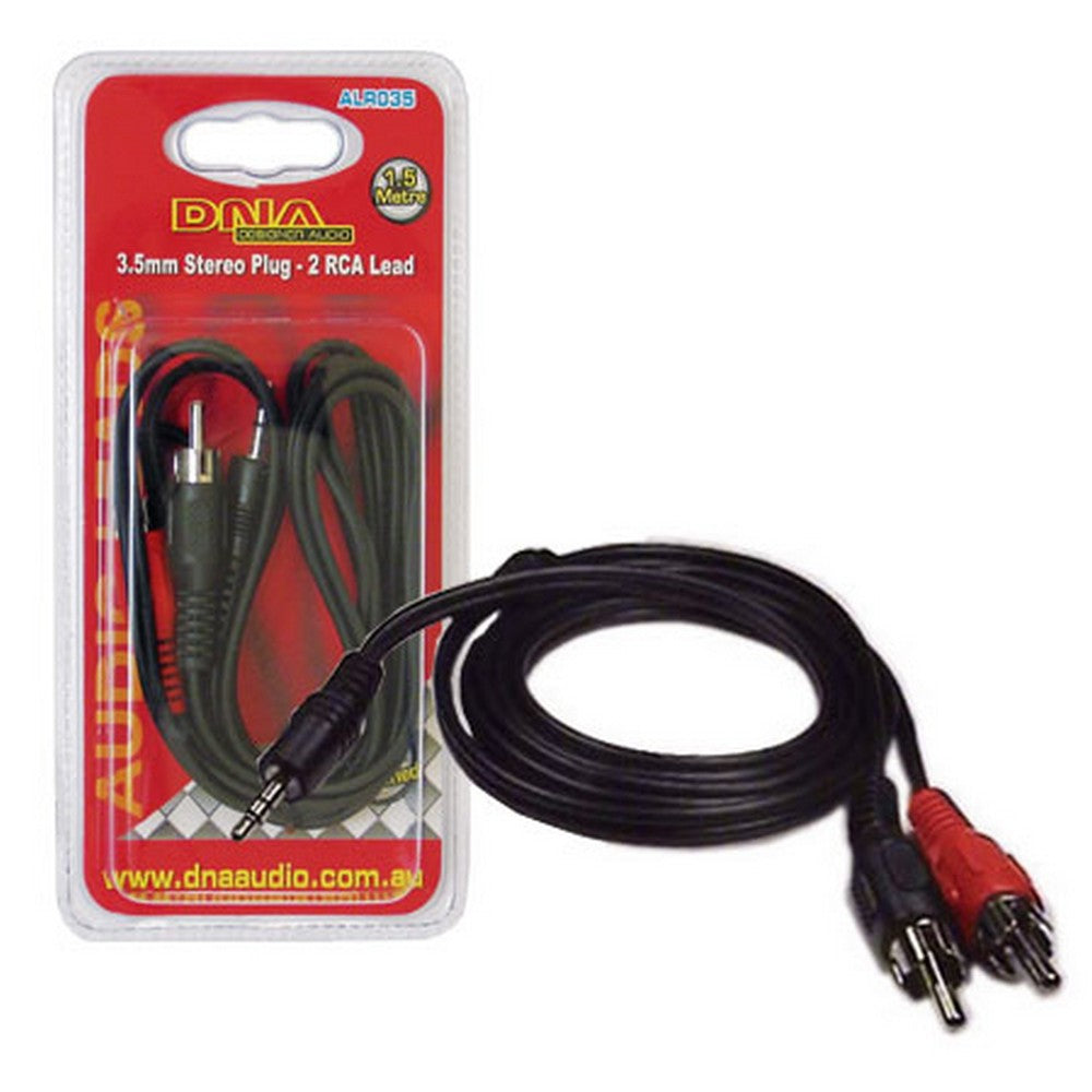 3.5Mm Stereo Plug To 2 Rca Lead 1.5M