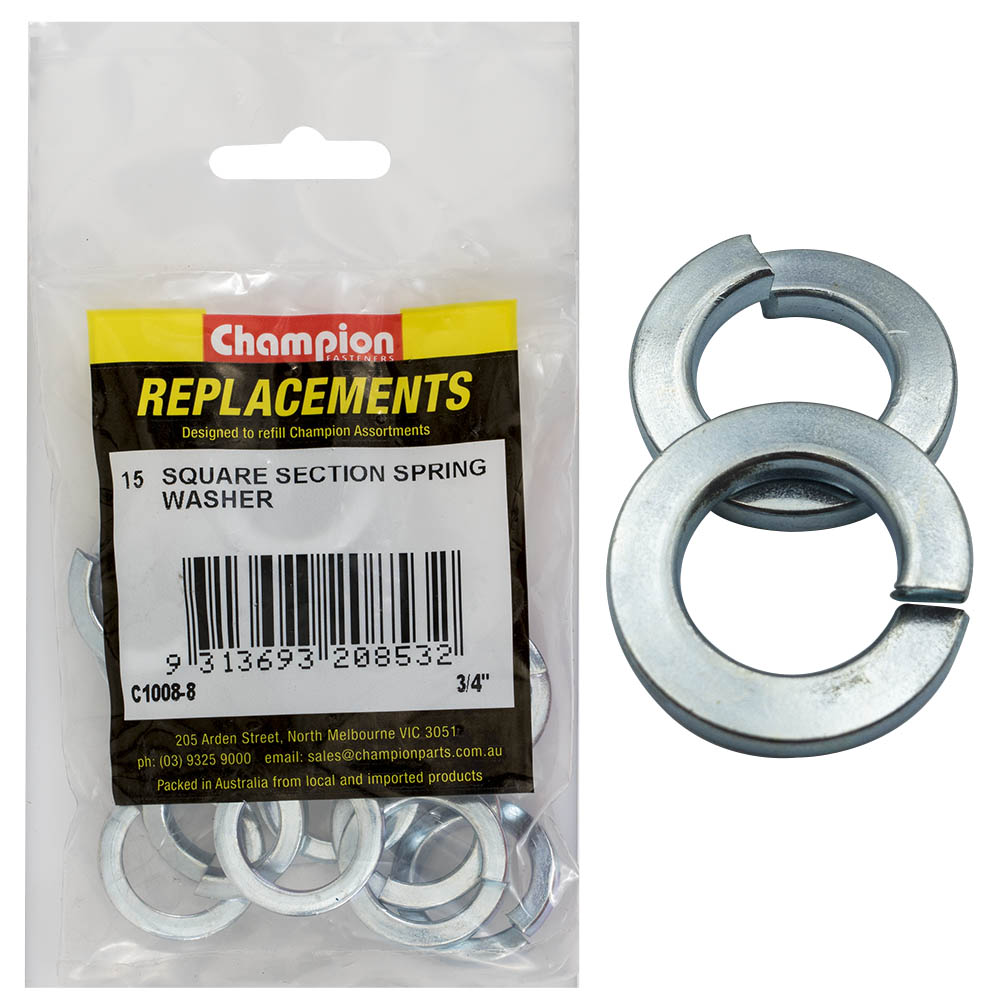 Champion 3/4In Square Section Spring Washer -15Pk