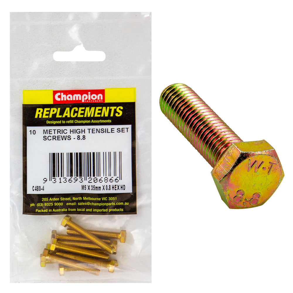 Champion M5 X 35Mm X 0.8 Set Screw -Gr8.8 -10Pk