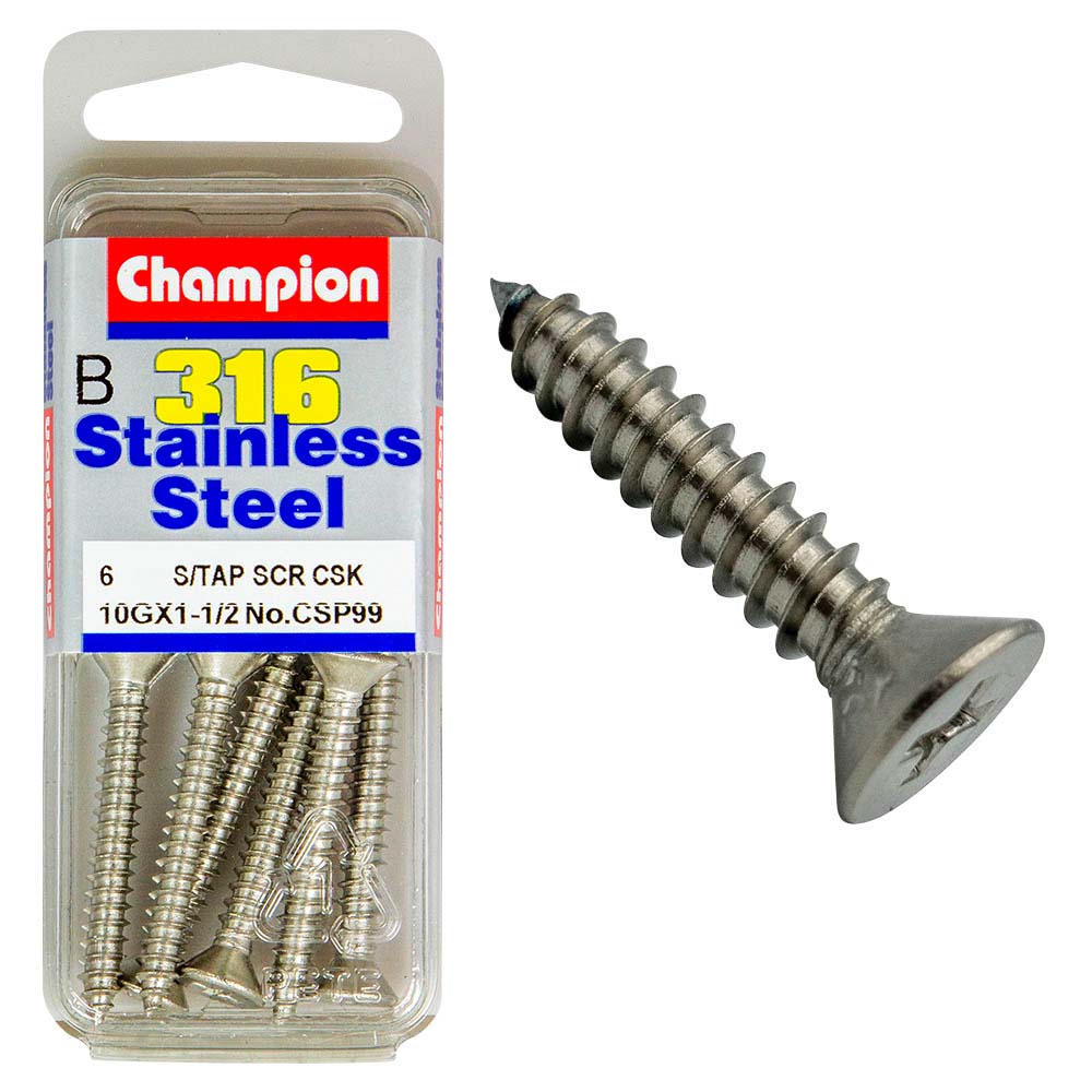 Champion 10G X 1-1/2In S/Tapp Set Screw - Csk 316/A4 (C)