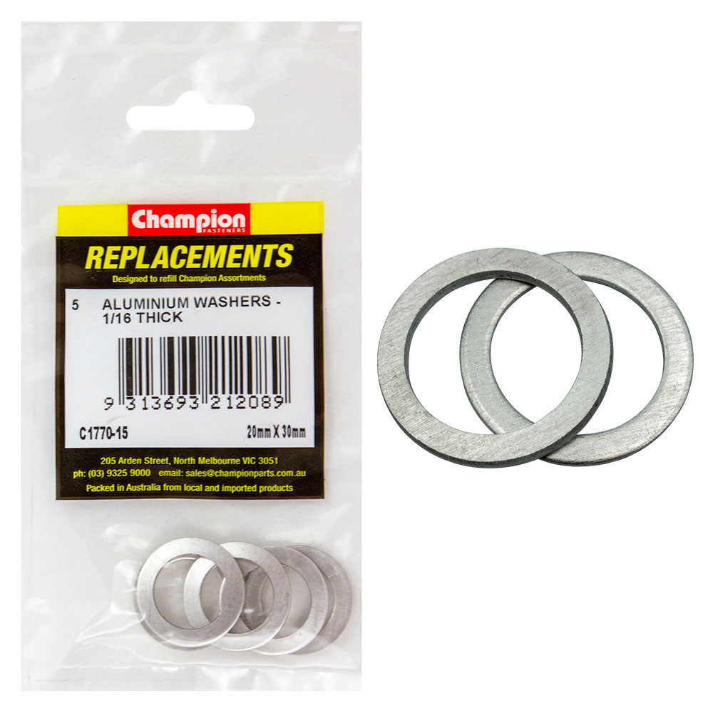 Champion M20 X 30Mm X 1.6Mm Aluminium Washer -5Pk