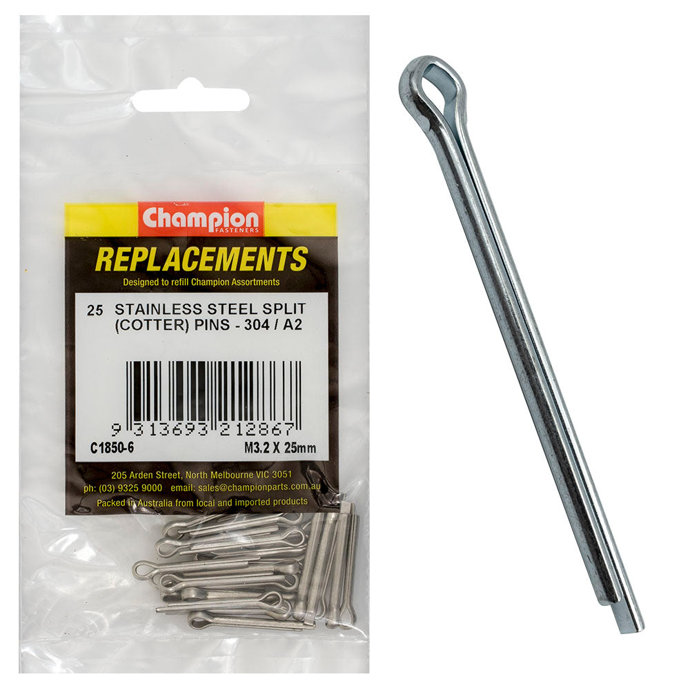 Champion 3.2 X 25Mm Stainless Split (Cotter) Pin 304/A2-25Pk