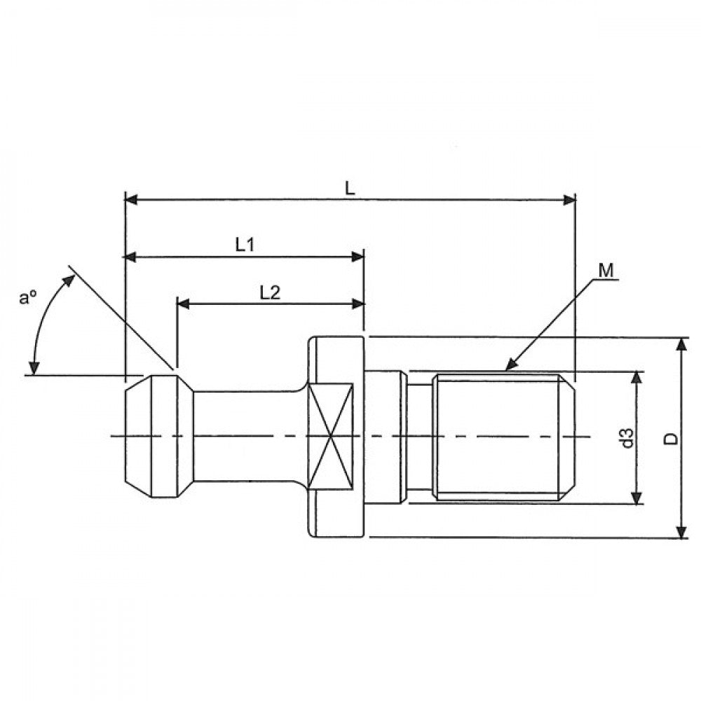 Pull Stud With Coolant Hole M24 X 60Deg