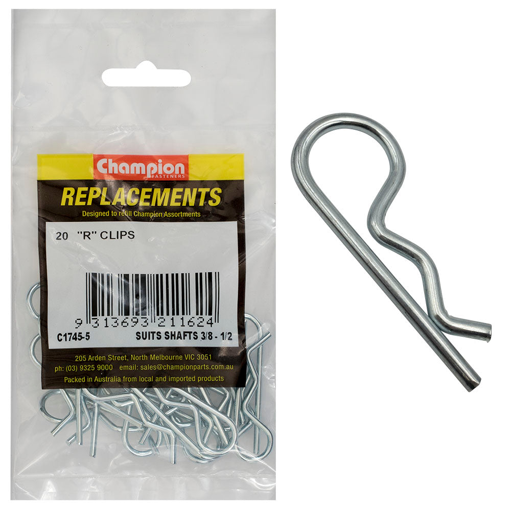 Champion R-Clip To Suit 3/8In To 1/2In Shaft Dia. -20Pk