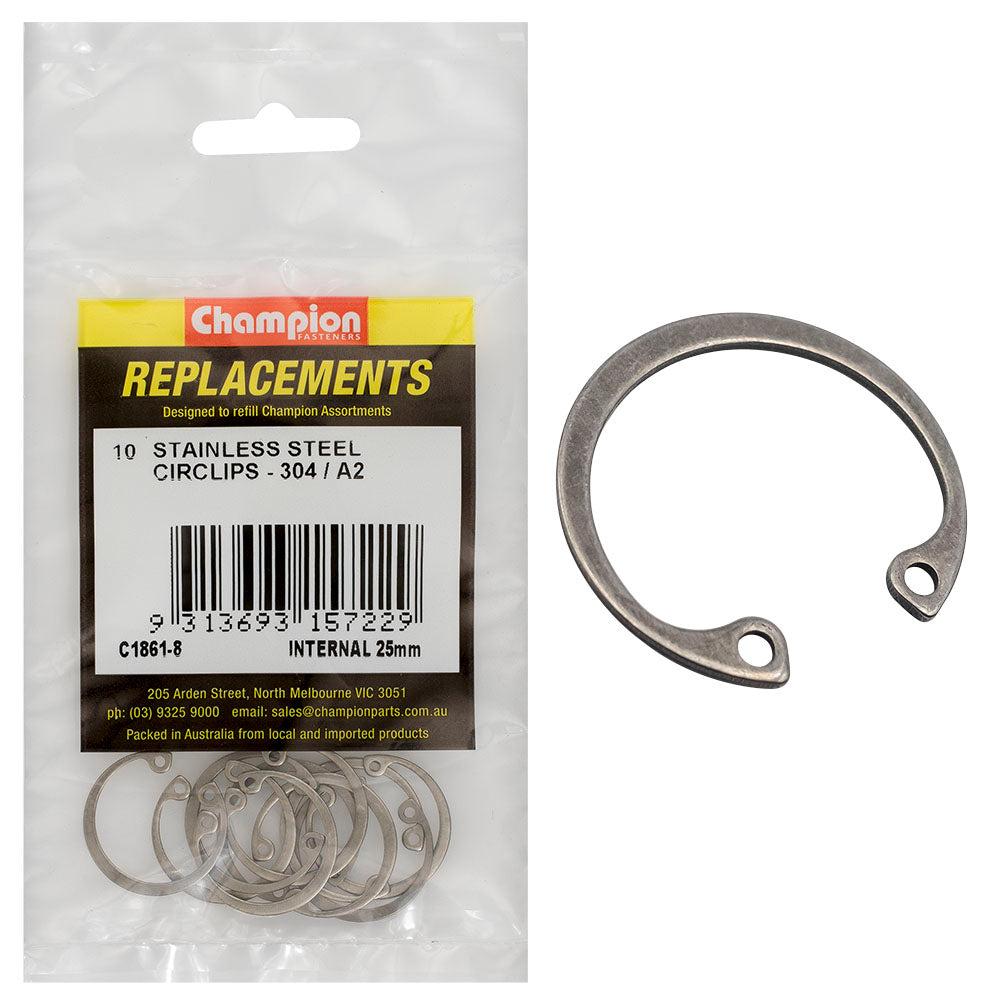 Champion 25Mm Stainless Internal Circlip 304/A2 -10Pk