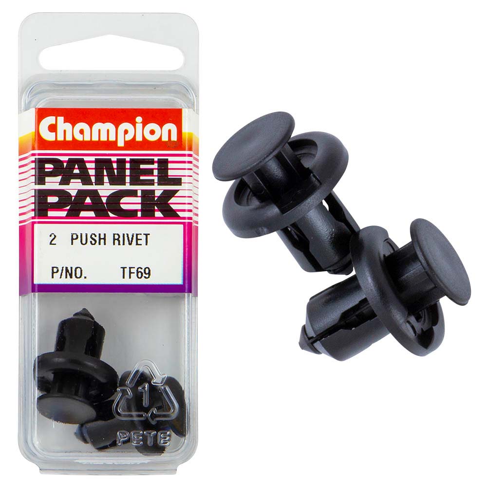 Champion Push Rivet Black 20Mm Hd X 13Mm -2Pk