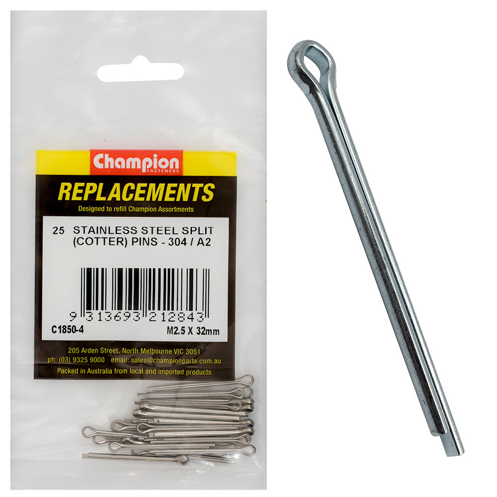 Champion 2.5 X 32Mm Stainless Split (Cotter) Pin 304/A2-25Pk