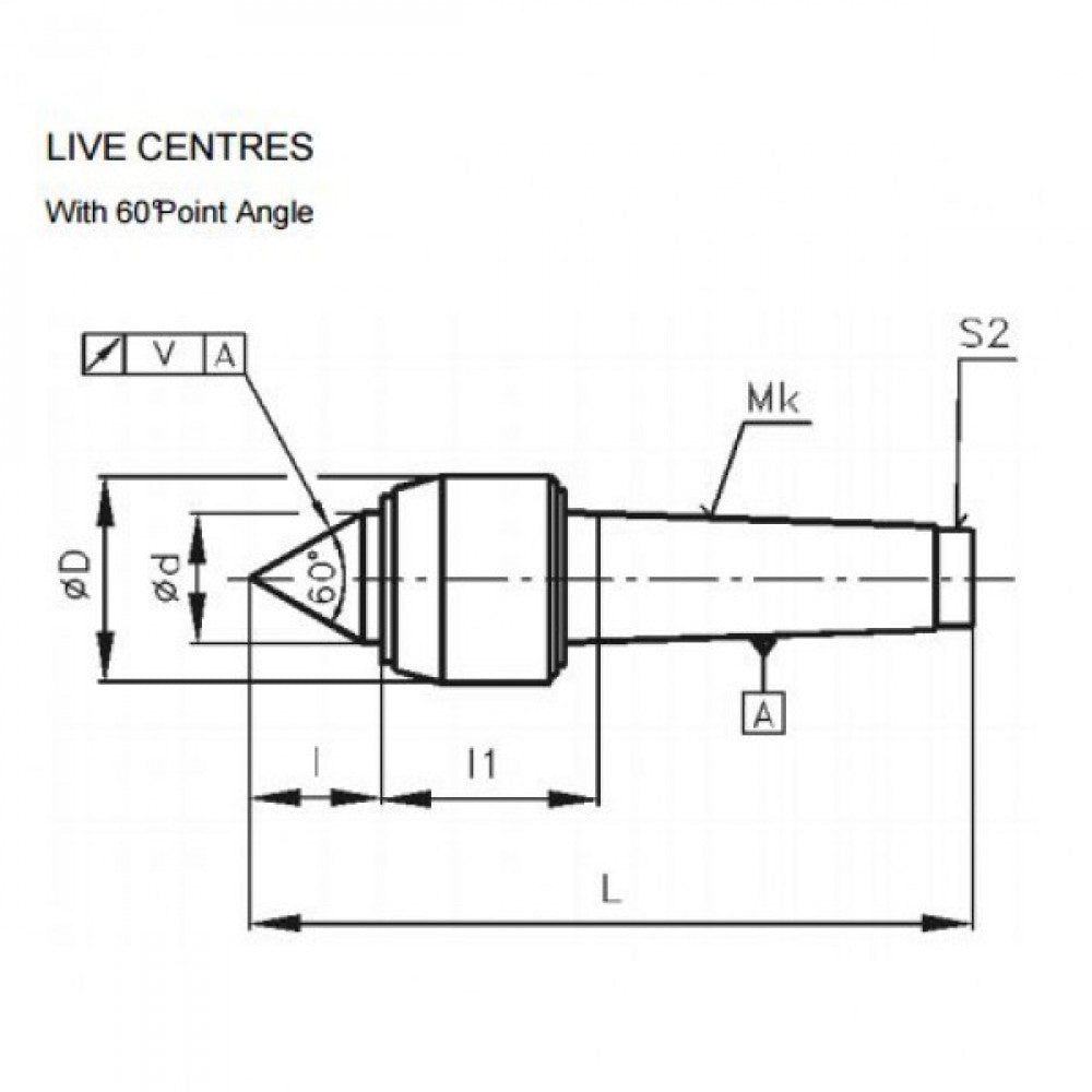 1Mt Live Lathe Centre