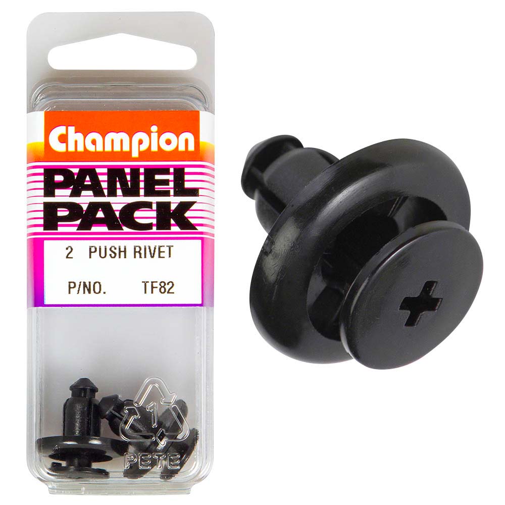 Champion Push Rivet Black 20Mm Hd X 9Mm -2Pk