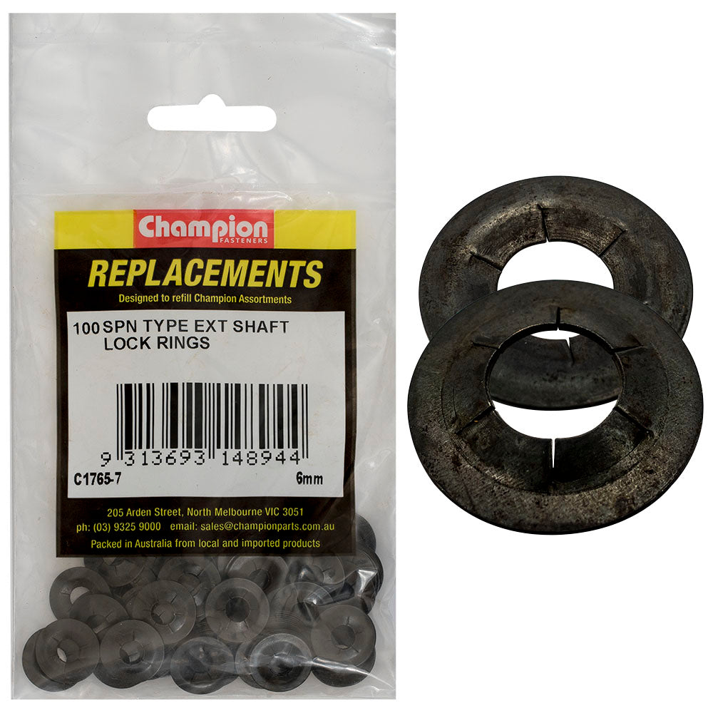 Champion 6Mm Spn Type External Lock Rings -100Pk