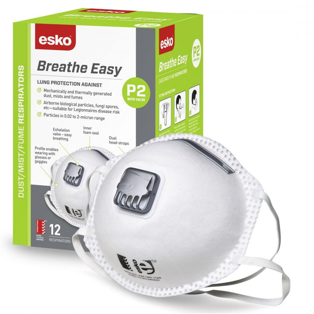 Breathe Easy P2 Valved Dust Mask (12Pk)