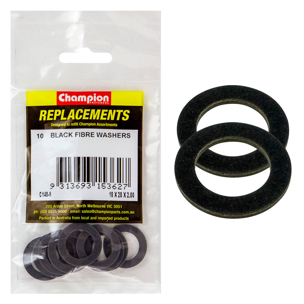 Champion M18 X 28 X2.0Mm Black Fibre (Sump Plug) Washer-10Pk