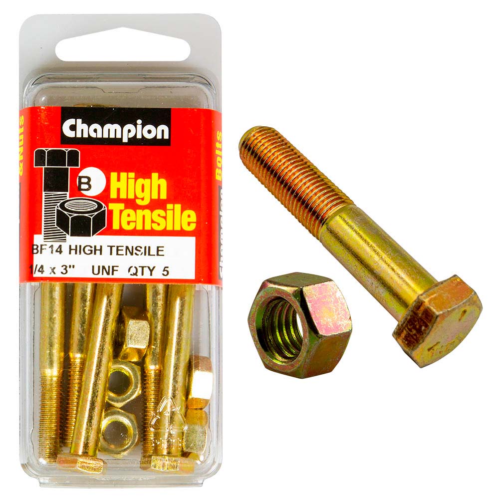 Champion 3In X 1/4In Bolt And Nut (B) - Gr5