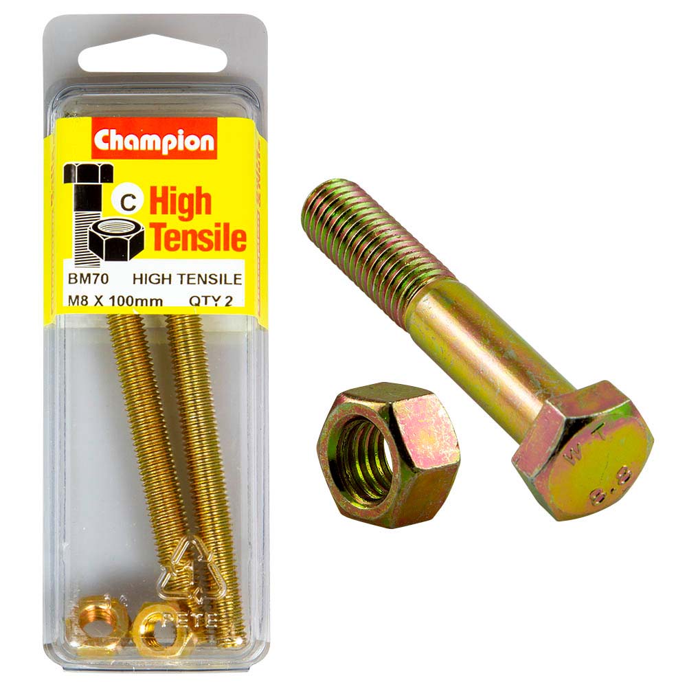 Champion M8 X 100 Set Screw & Nut (C) - Gr8.8