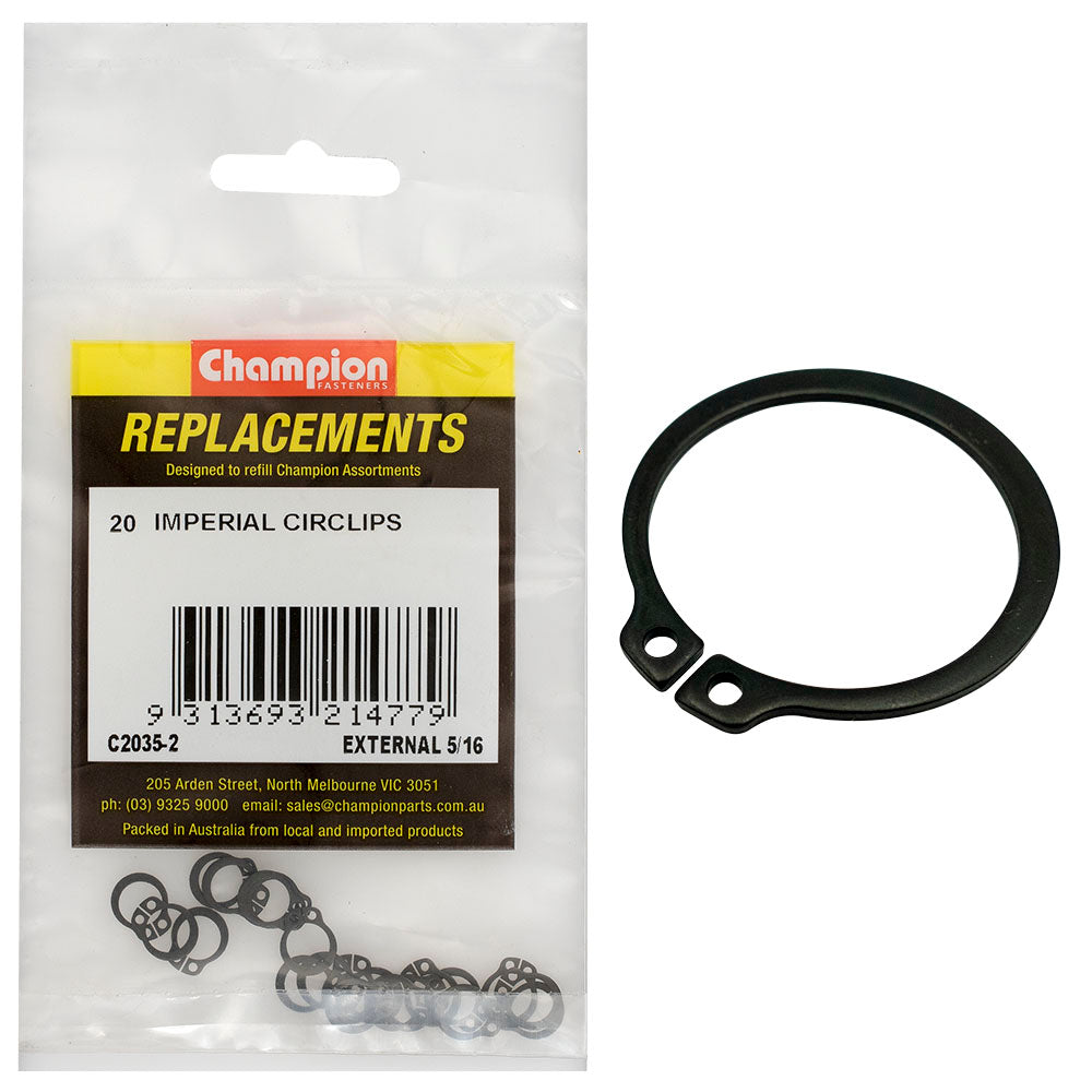 Champion 5/16In Imperial External Circlip -20Pk