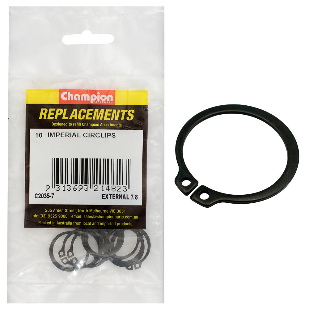 Champion 7/8In Imperial External Circlip -10Pk