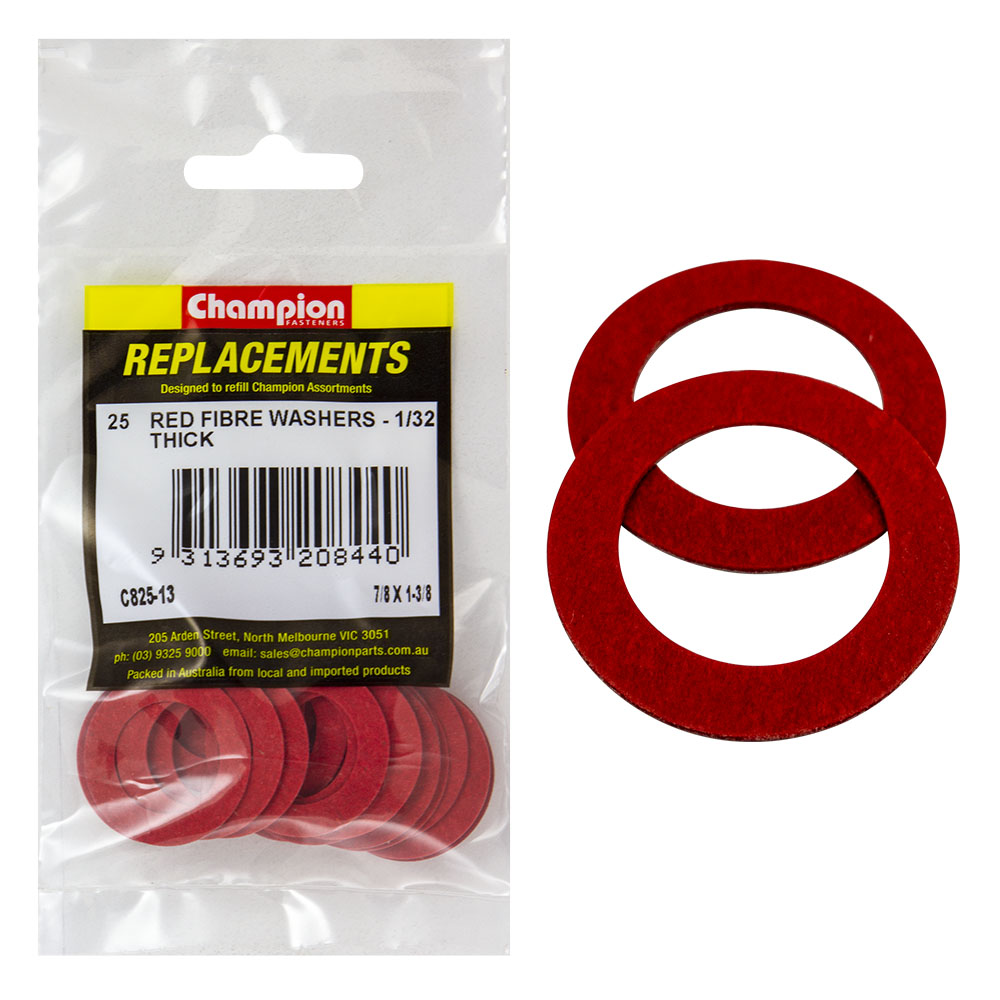 Champion 7/8In X 1-3/8In X 1/32In Red Fibre Washer -25Pk