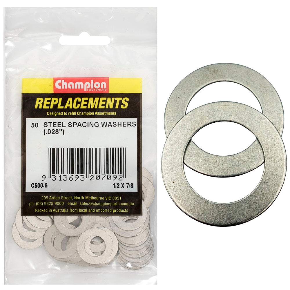 Champion 1/2 X 7/8 X 1/32In (22G) Steel Spacing Washer -50Pk