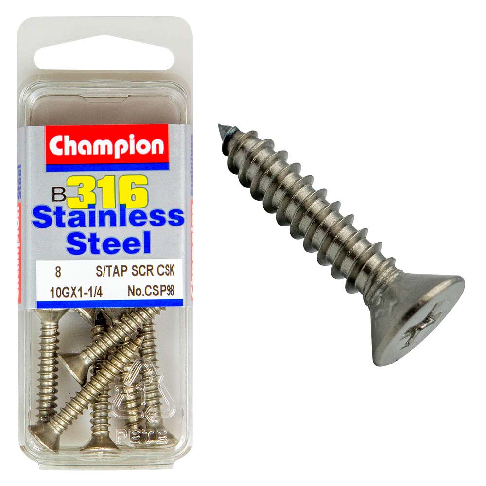 Champion 10G X 1-1/4In S/Tapp Set Screw - Csk 316/A4 (C)