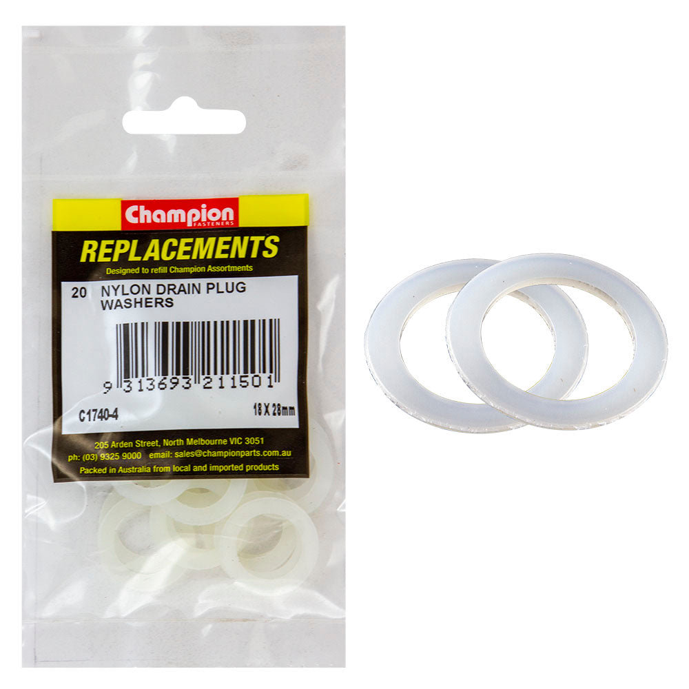 Champion M18 X 28Mm X 1.0Mm Nylon Washer -20Pk