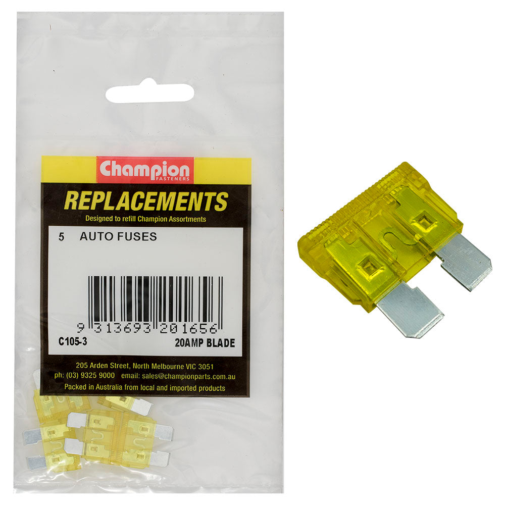 Champion Af 20Amp Standard Blade Fuse -5Pk