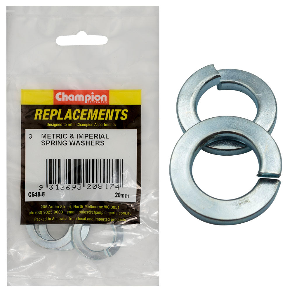 Champion 20Mm Flat Section Spring Washer -3Pk