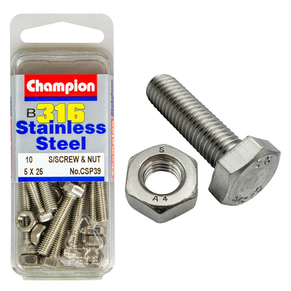 Champion 316/A4 Set Screw & Nut M5 X 25 (B)