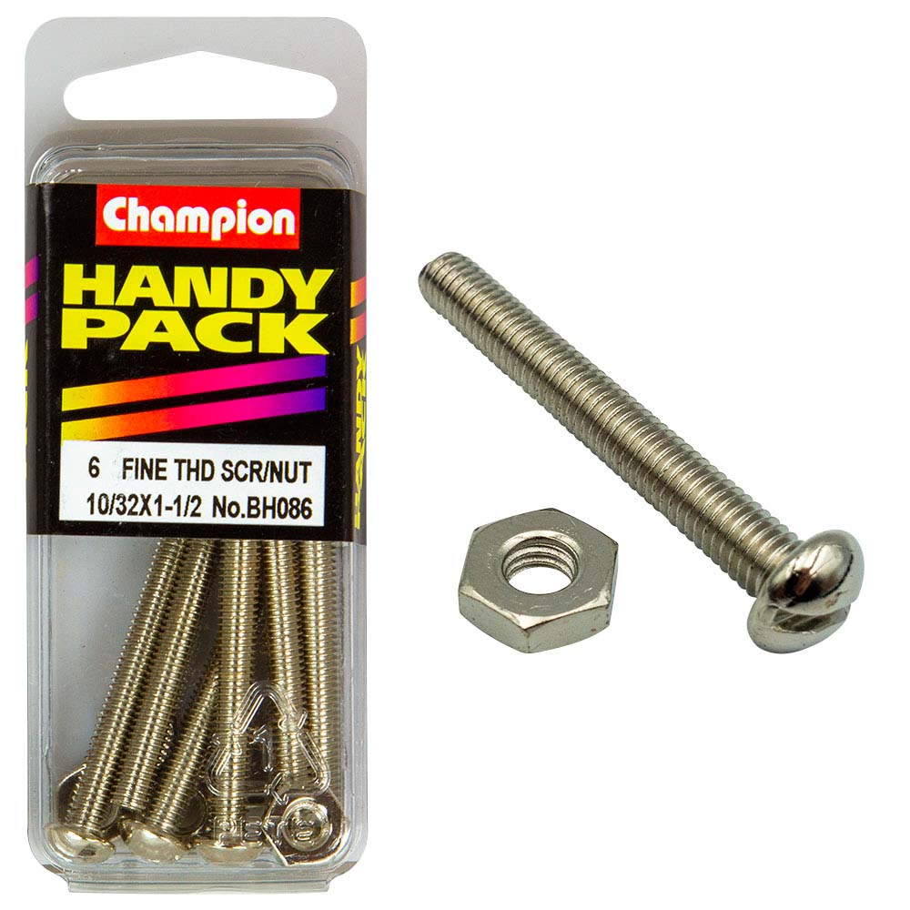 Champion 10/32In X 1-1/2In Fine Set Screw & Nut