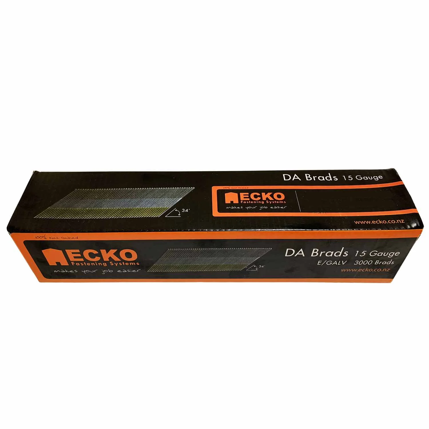 Ecko Da/Bdg Series 15 Gauge Angle Brads Gasless Pack Da19 X 45Mm Electro Galvanised (3000/Box)