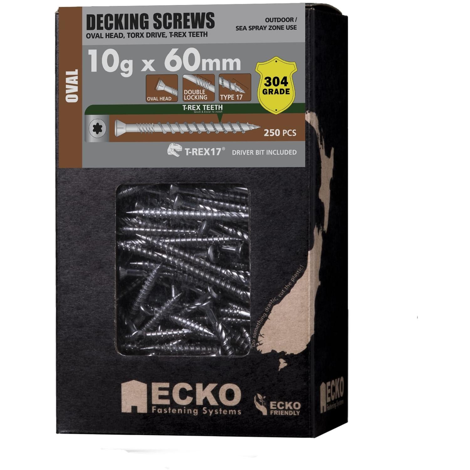 Ecko T-Rex17 10G X 60Mm Oval Head Decking Screws (250 Box)