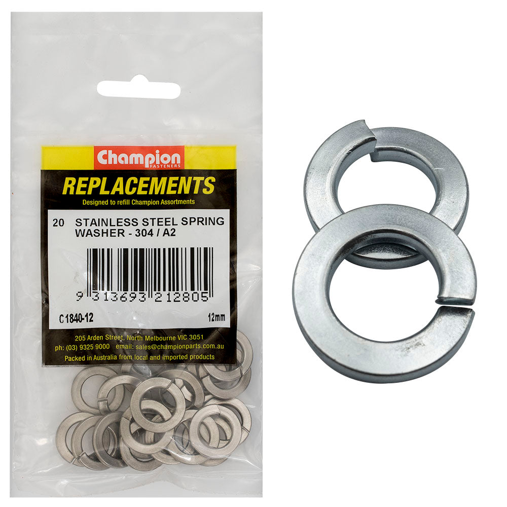 Champion M12 Stainless Spring Washer 304/A2 -20Pk