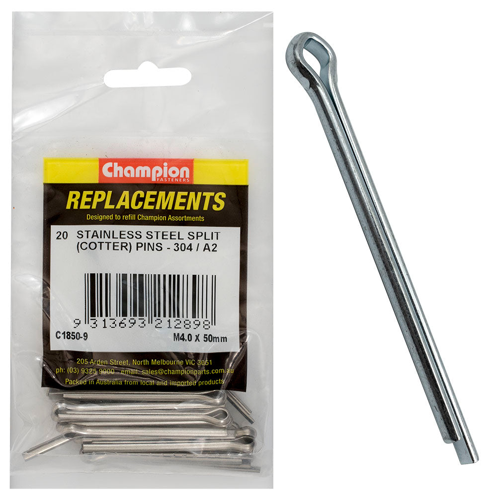 Champion 4.0 X 50Mm Stainless Split (Cotter) Pin 304/A2-20Pk