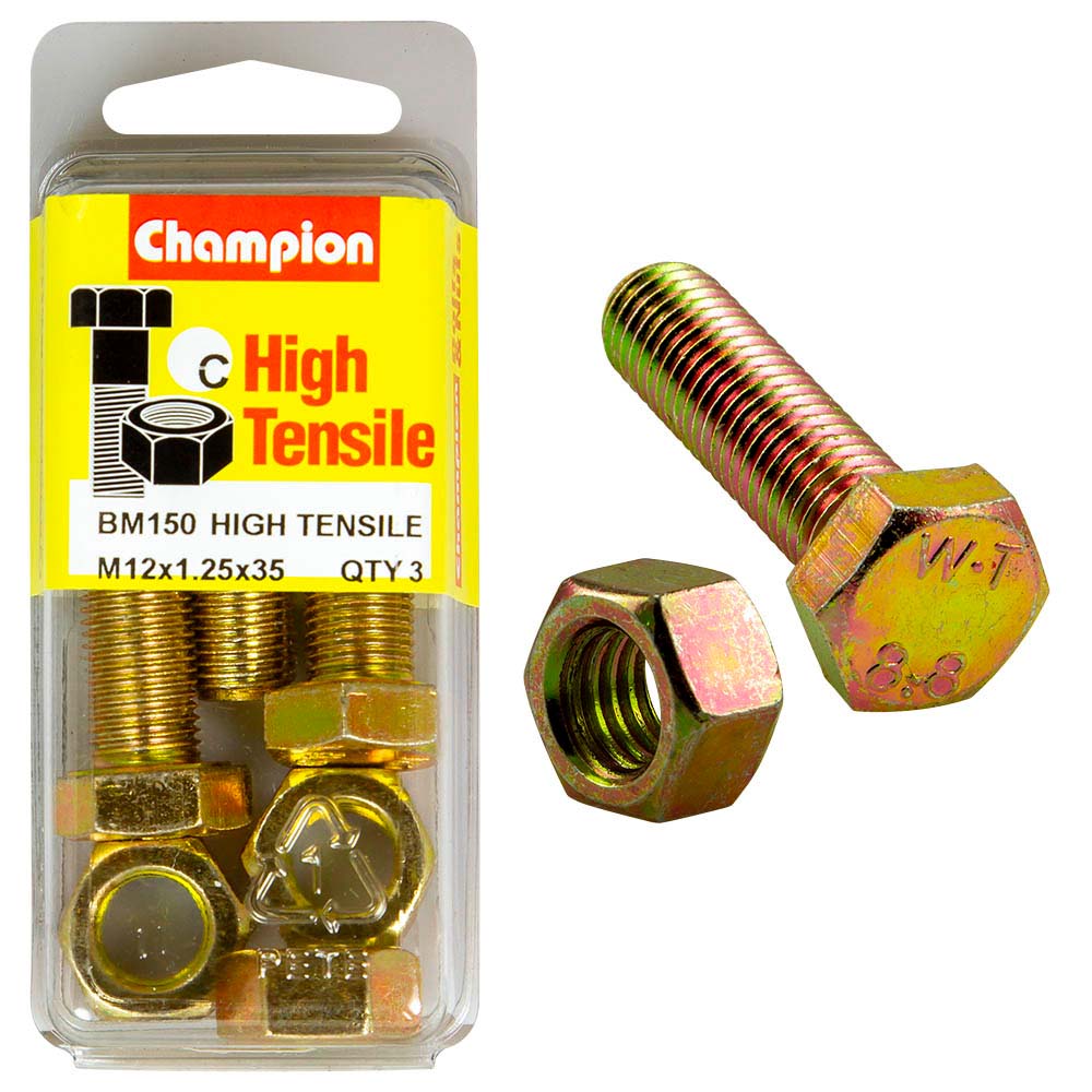 Champion M12 X 35 X 1.25 Set Screw & Nut (C) - Gr8.8