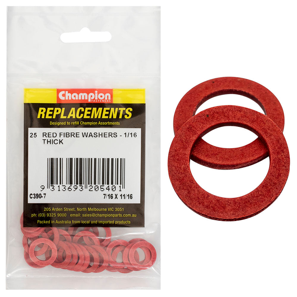 Champion 7/16In X 11/16In X 1/16In Red Fibre Washer -25Pk