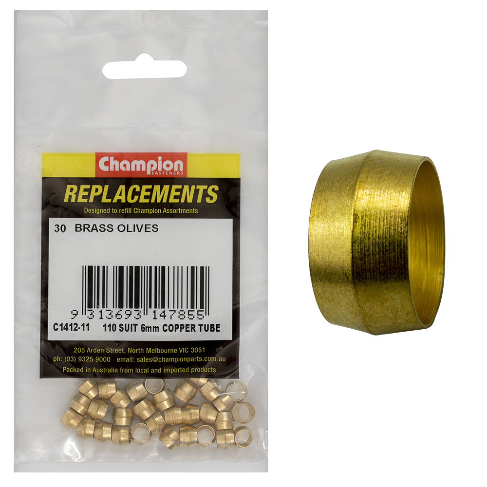 Champion 6Mm Brass Compression Type Olive -30Pk