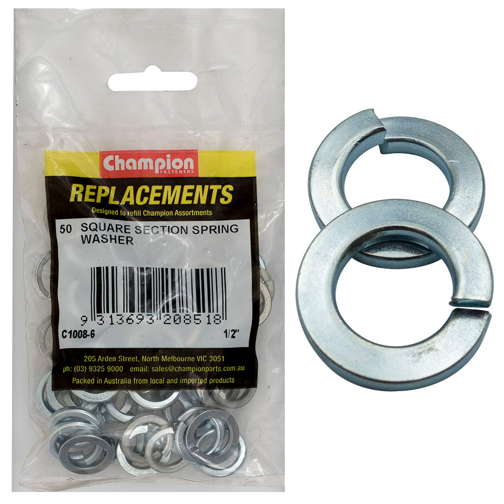 Champion 1/2In Square Section Spring Washer -50Pk