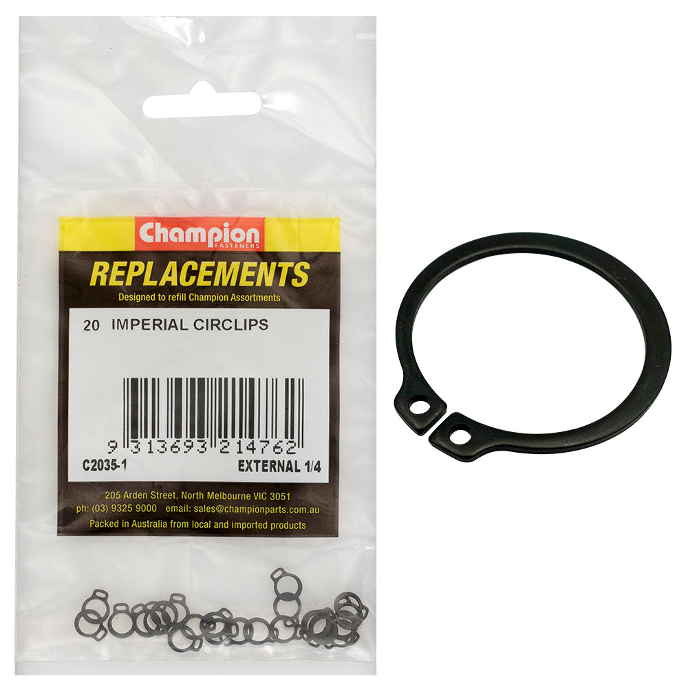 Champion 1/4In Imperial External Circlip -20Pk