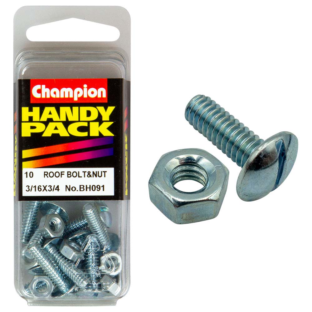 Champion 3/16In X 3/4In Roofing Bolt & Nut