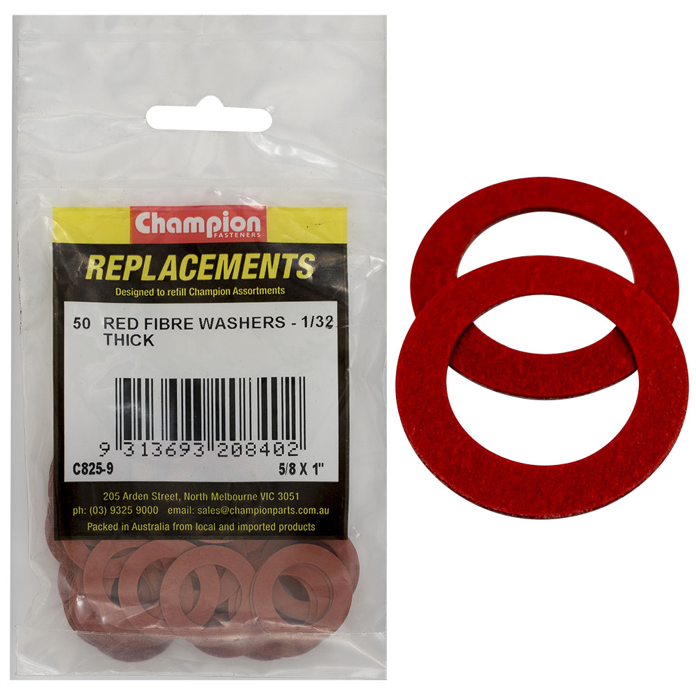 Champion 5/8In X 1In X 1/32In Red Fibre Washer -50Pk