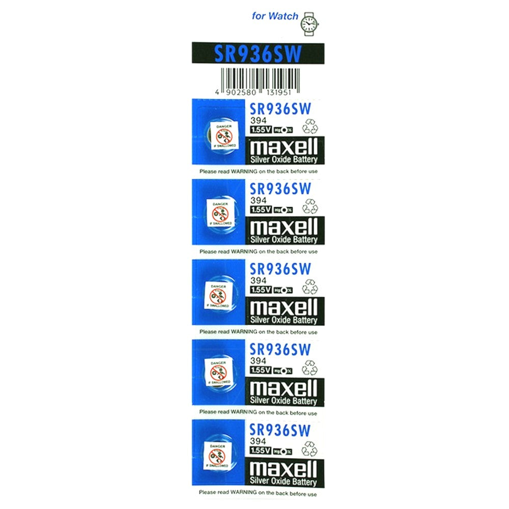 Maxell Silver Oxide Sr936Sw Watch Battery Button Cell 5 Pack