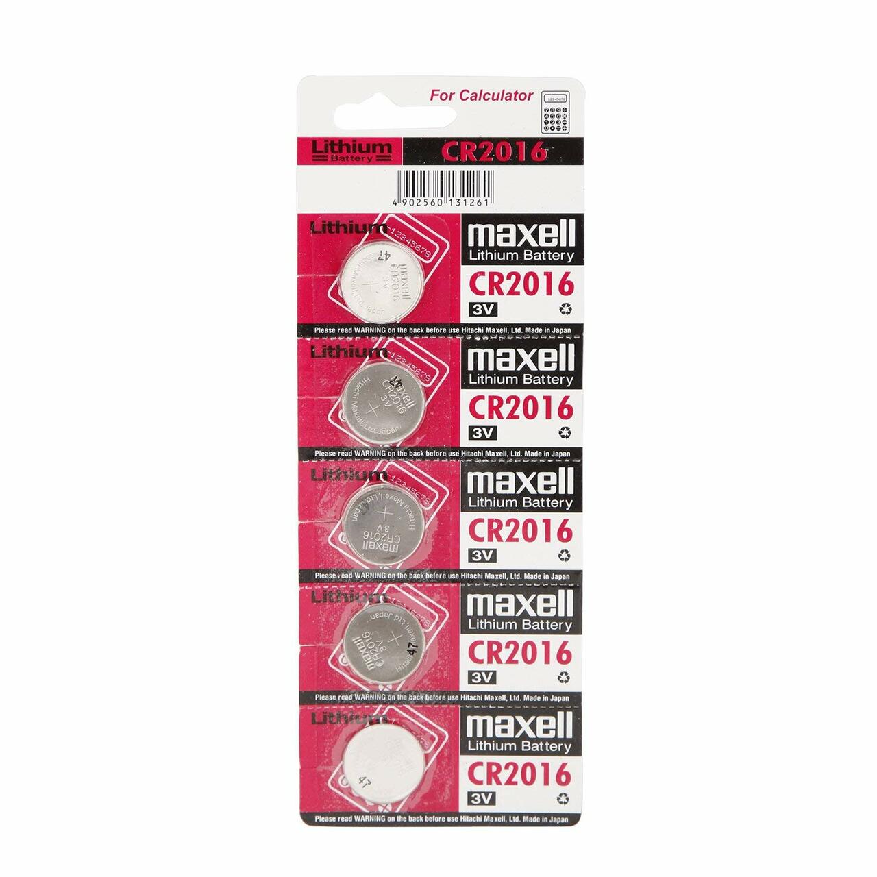 Maxell Lithium Battery Cr2016 3V Coin Cell 5 Pack