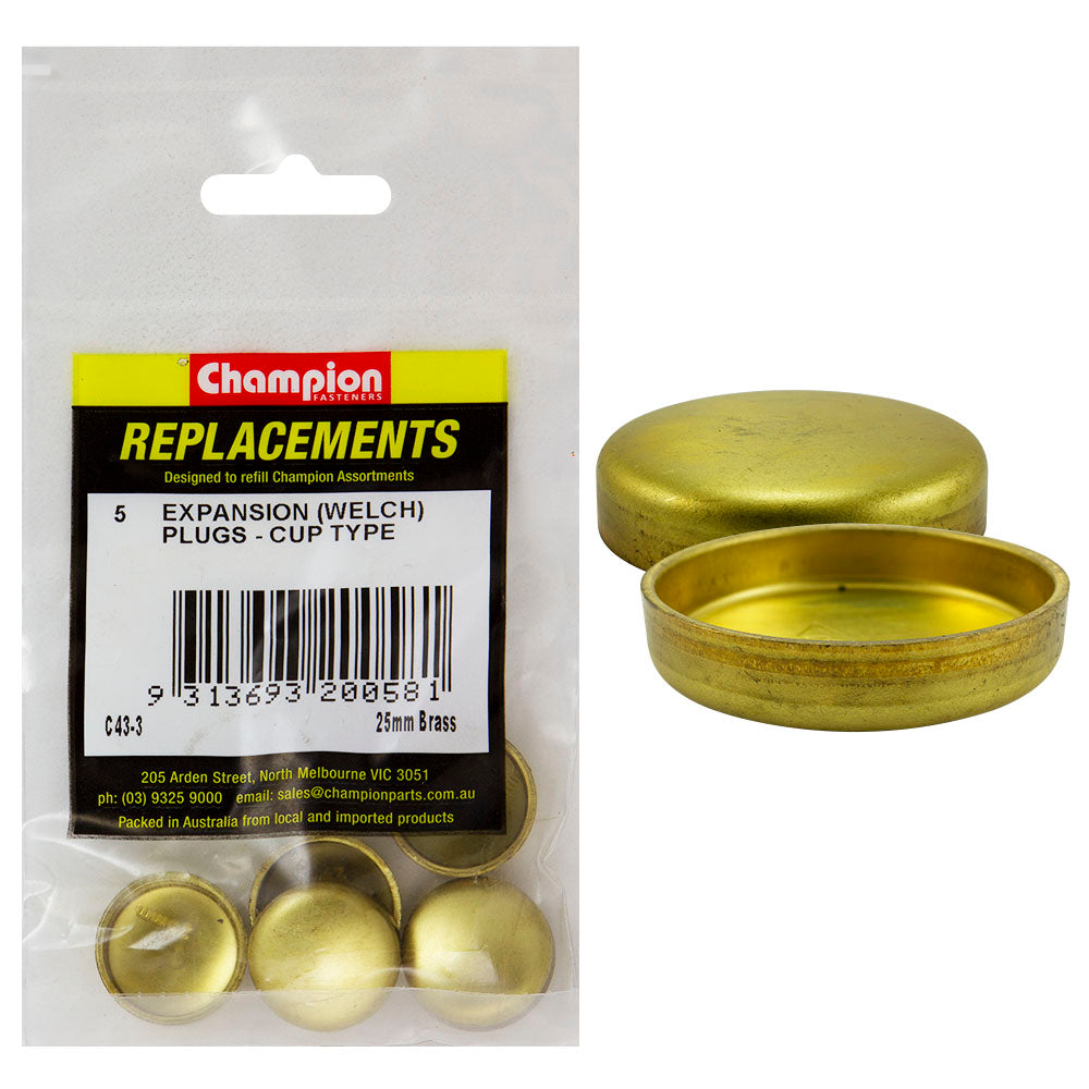 Champion 25Mm Brass Expansion (Frost) Plug -Cup Type -5Pk