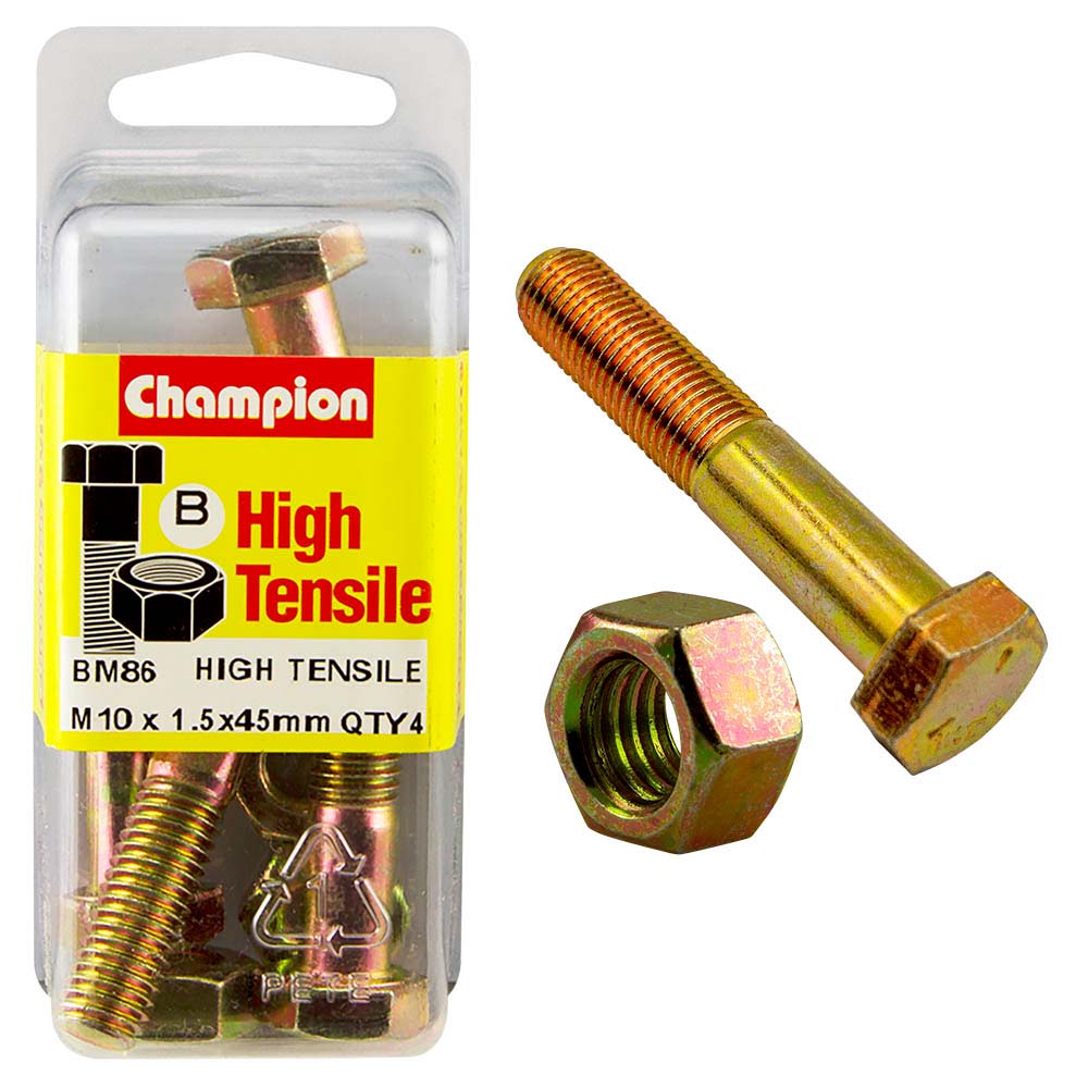 Champion M10 X 45 Bolt & Nut (B) - Gr8.8