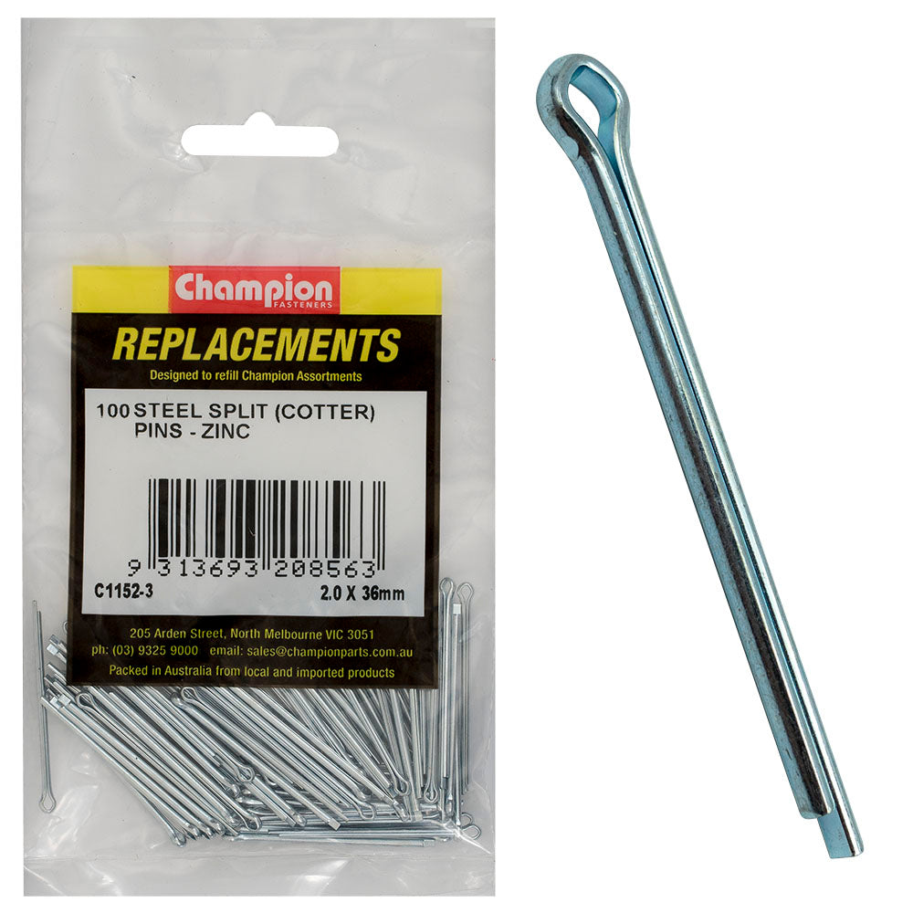 Champion 2.0Mm X 36Mm Steel Split (Cotter) Pin -100Pk