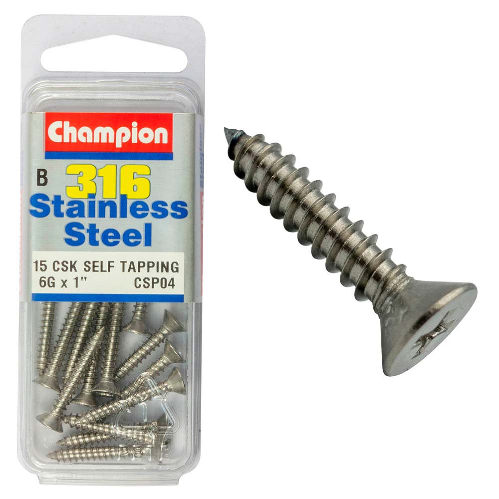 Champion 316/A4 S/Tap Set Screw - Csk 6G X 1In (B)