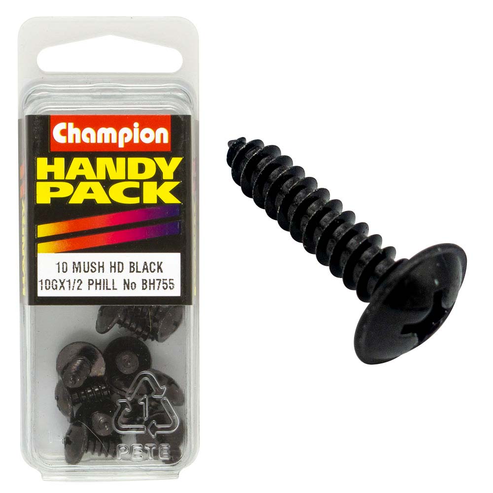 Champion 10G X 1/2In Washer Face S/Tap Set Screw - Blk Zinc