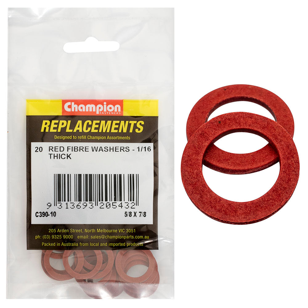 Champion 5/8In X 7/8In X 1/16In Red Fibre Washer -20Pk