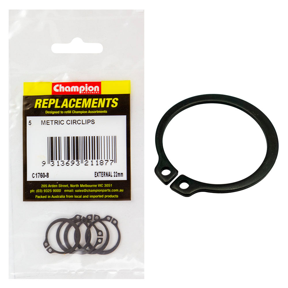 Champion 22Mm External Circlip -5Pk