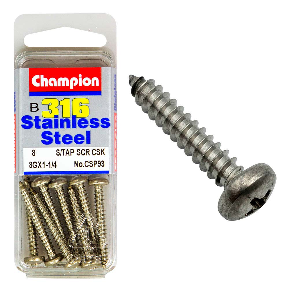 Champion 8G X 1-1/4In S/Tapp Set Screw - Pan Hd 316/A4 (C)